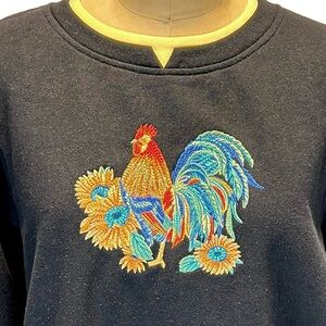 VINTAGE farmhouse country rooster embroidered crewneck sweatshirt farm animals‎